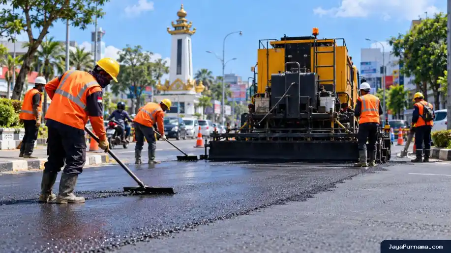 BPJN Lampung Perbaiki 13 Ruas Jalan di Bandar Lampung dengan Slurry Seal