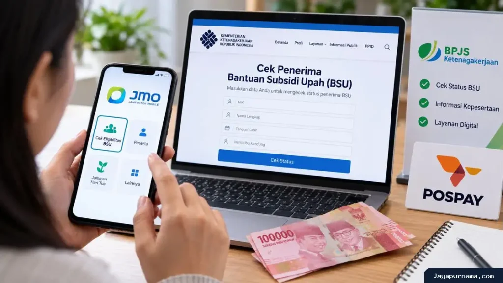 Cara Cek Penerima BSU 2026 lewat BPJS Ketenagakerjaan, JMO, dan PosPay