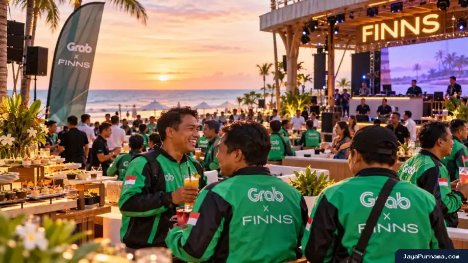 FINNS dan Grab Berkolaborasi, Apresiasi 100 Driver dan Bagikan 500 Jaket di Bali