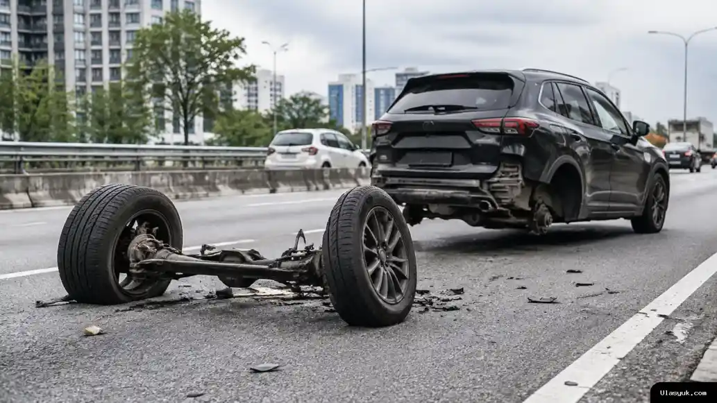 SUV hitam dengan poros belakang terlepas di Johor