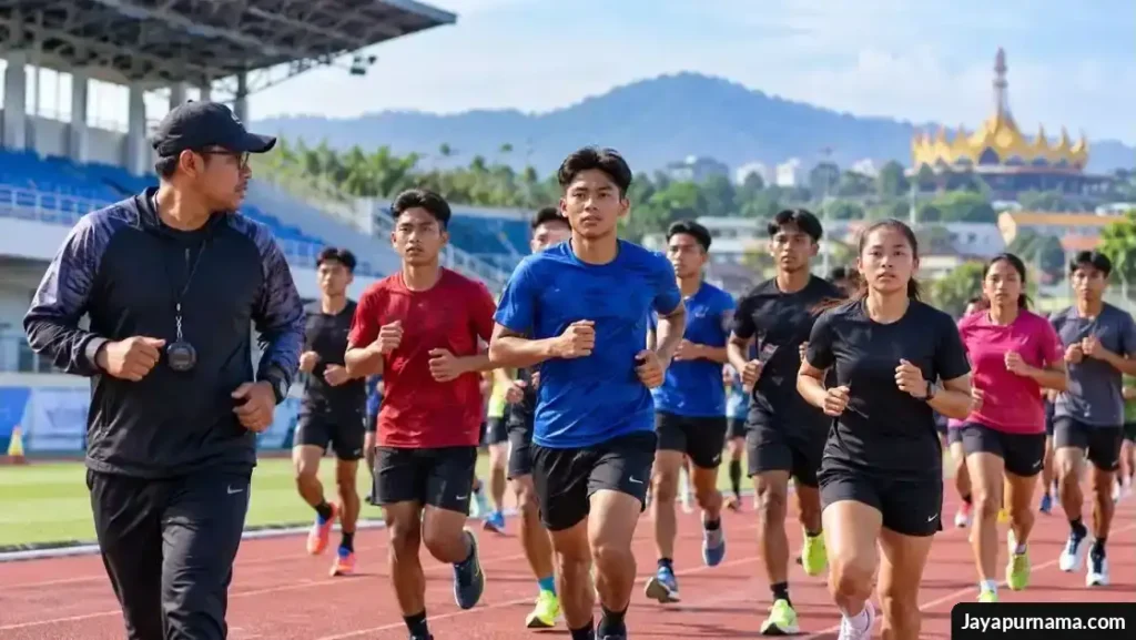Atlet-atlet Bandar Lampung menjalani latihan bersama sebagai persiapan menghadapi Pekan Olahraga Provinsi Lampung 2026.