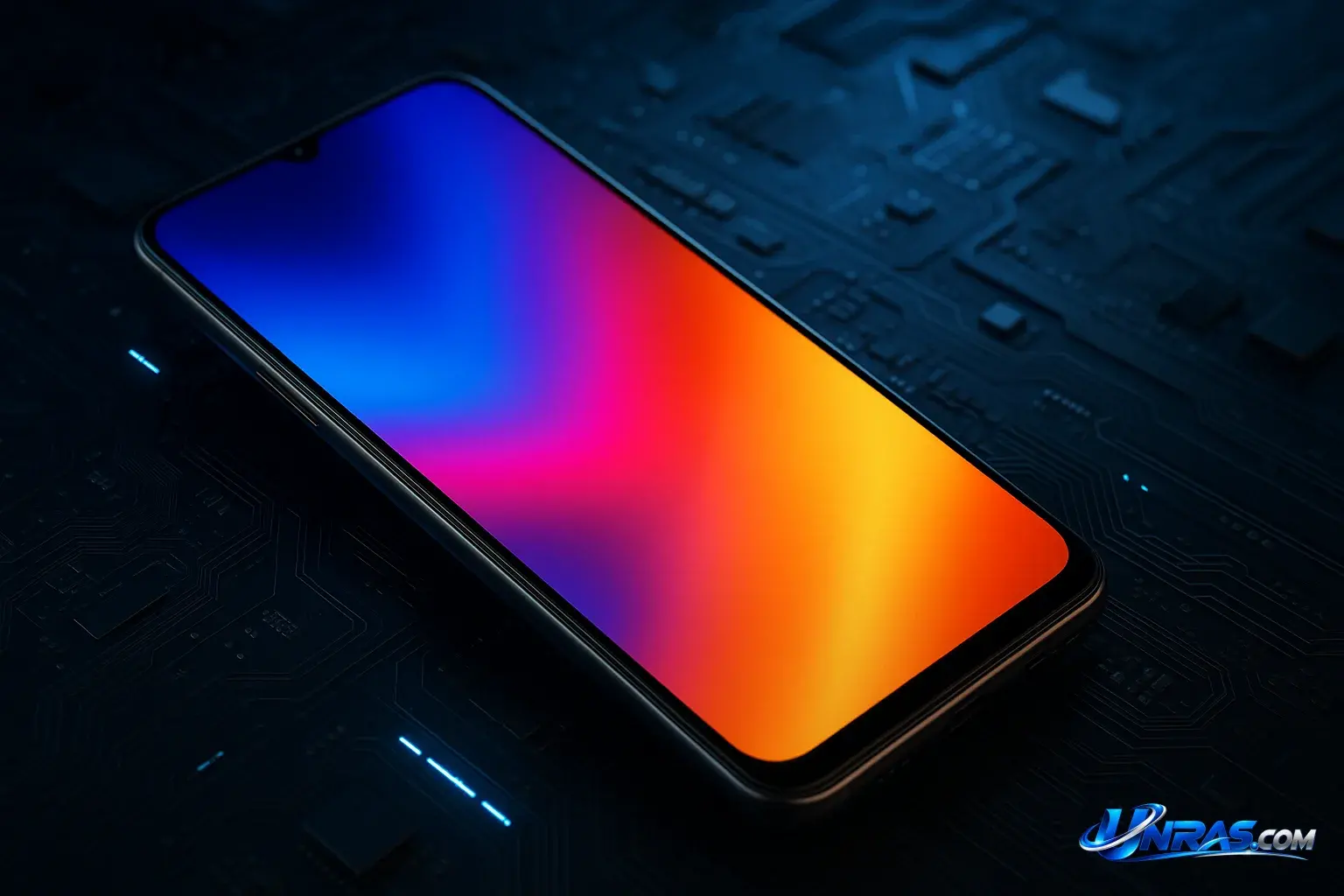 Gambar smartphone flagship Oppo Find X10 Pro Max dengan layar berwarna cerah dan desain canggih, merepresentasikan inovasi teknologi terbaru. Flagship smartphone with AMOLED display